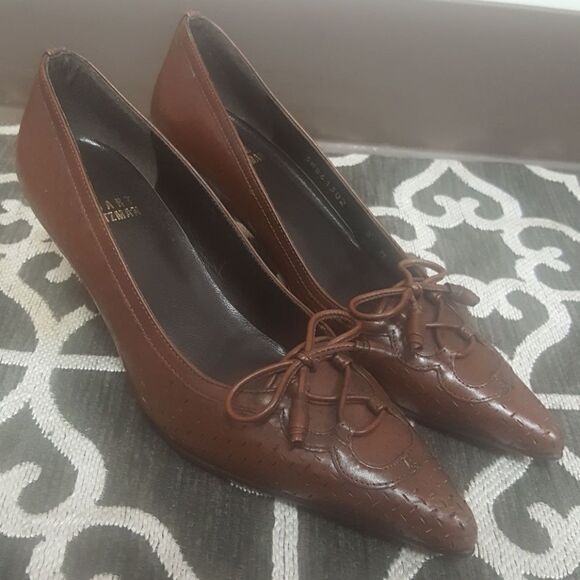 STUART WEITZMAN Brown Kitten Heels - Size 3 - Picture 1 of 6